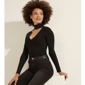 Guess Lexie Lurex Black Cutout Sweater Size S. Long Sleeve Top